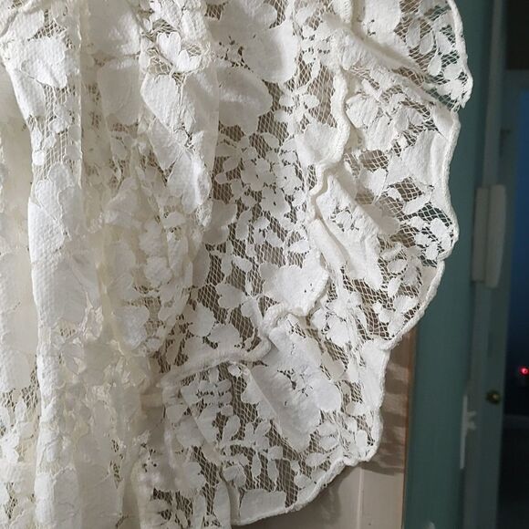 Fever ivory lace off the shoulder open bell sleeve dress wedding  Sz XL  NWOT - Picture 4 of 7